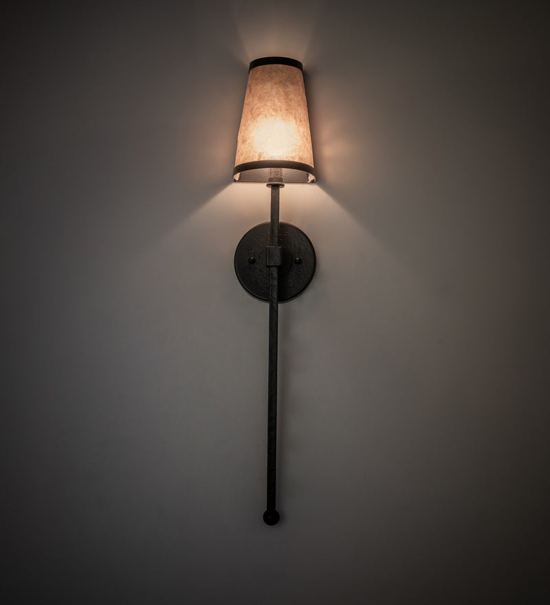 Meyda Tiffany 258279 One Light Wall Sconce, Black Satin Wrought Iron