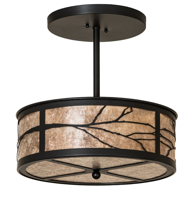 Meyda Tiffany 258280 Two Light Semi-Flushmount, Black Satin Wrought Iron