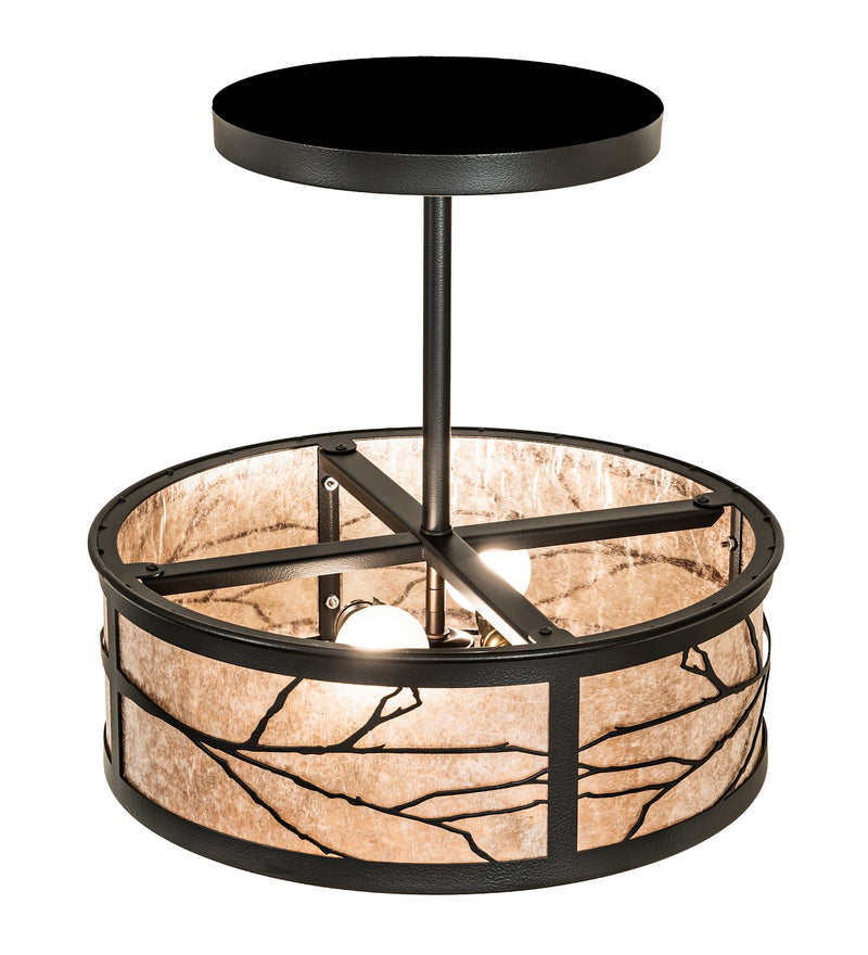 Meyda Tiffany 258280 Two Light Semi-Flushmount, Black Satin Wrought Iron