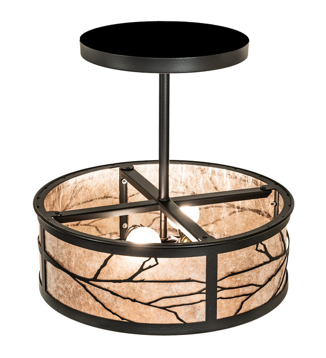 Meyda Tiffany 258280 Two Light Semi-Flushmount, Black Satin Wrought Iron