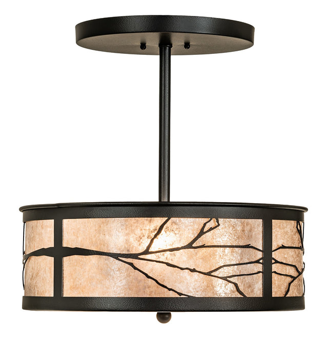 Meyda Tiffany 258280 Two Light Semi-Flushmount, Black Satin Wrought Iron