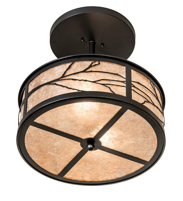 Meyda Tiffany 258280 Two Light Semi-Flushmount, Black Satin Wrought Iron