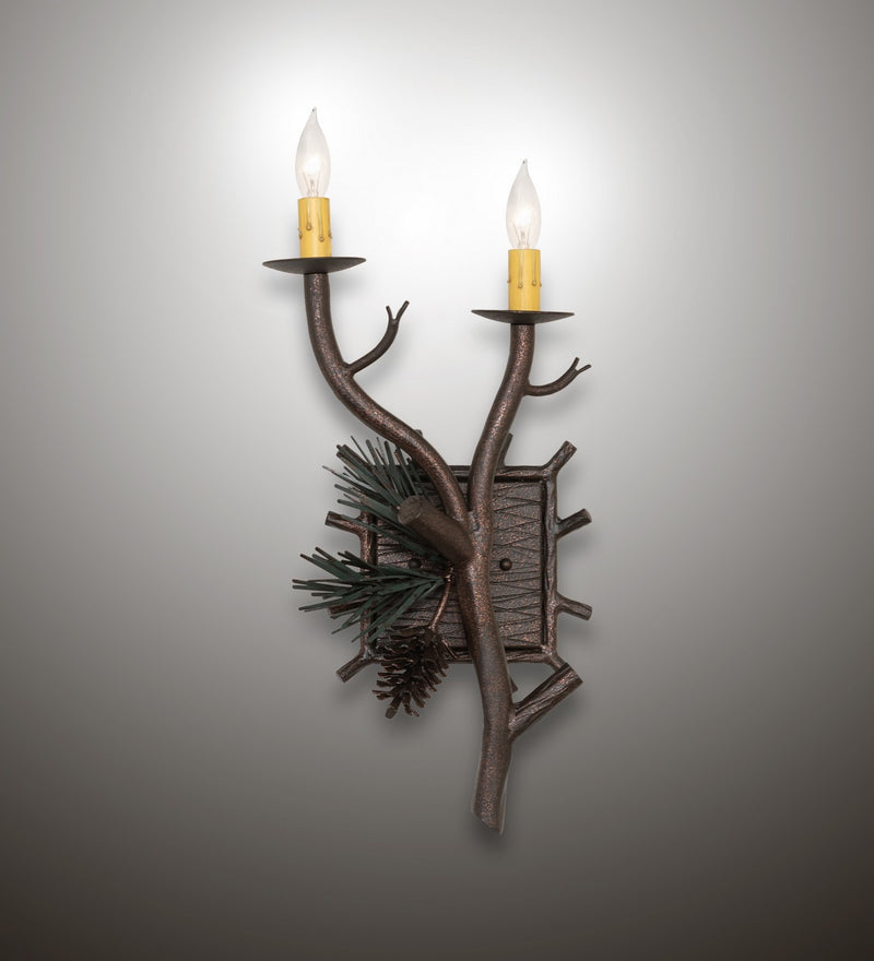Meyda Tiffany 258286 Two Light Wall Sconce, Copper Rust & Olive Green