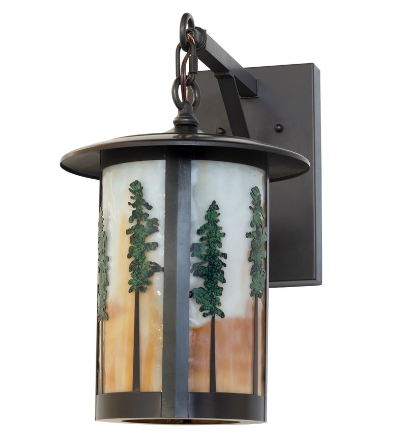 Meyda Tiffany 260345 One Light Wall Sconce, Craftsman Brown/Green Trees