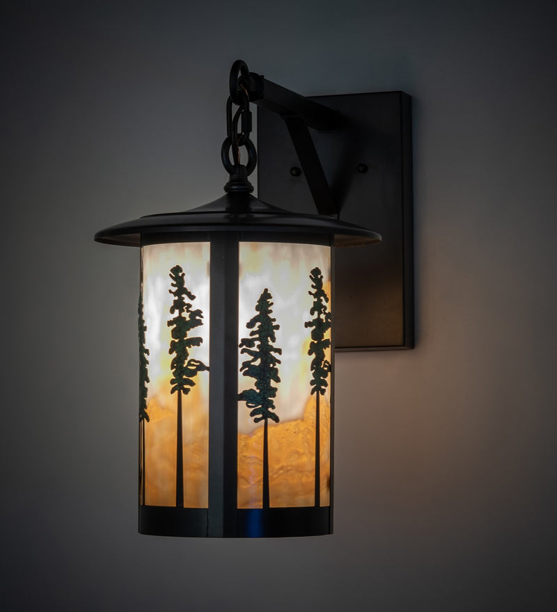Meyda Tiffany 260345 One Light Wall Sconce, Craftsman Brown/Green Trees