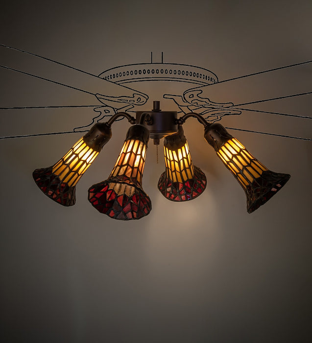 Meyda Tiffany 261512 Four Light Fan Light, Mahogany Bronze