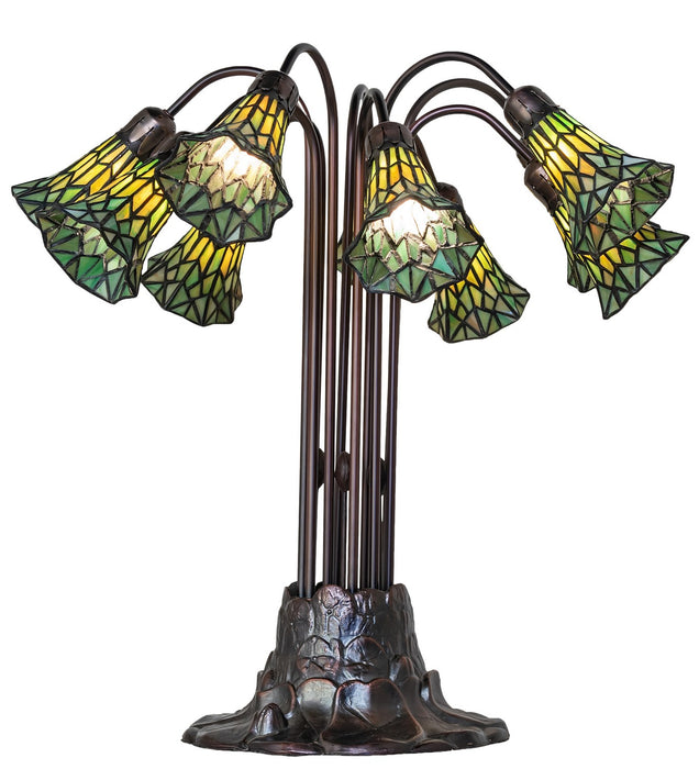 Meyda Tiffany 261670 Ten Light Table Lamp, Mahogany Bronze