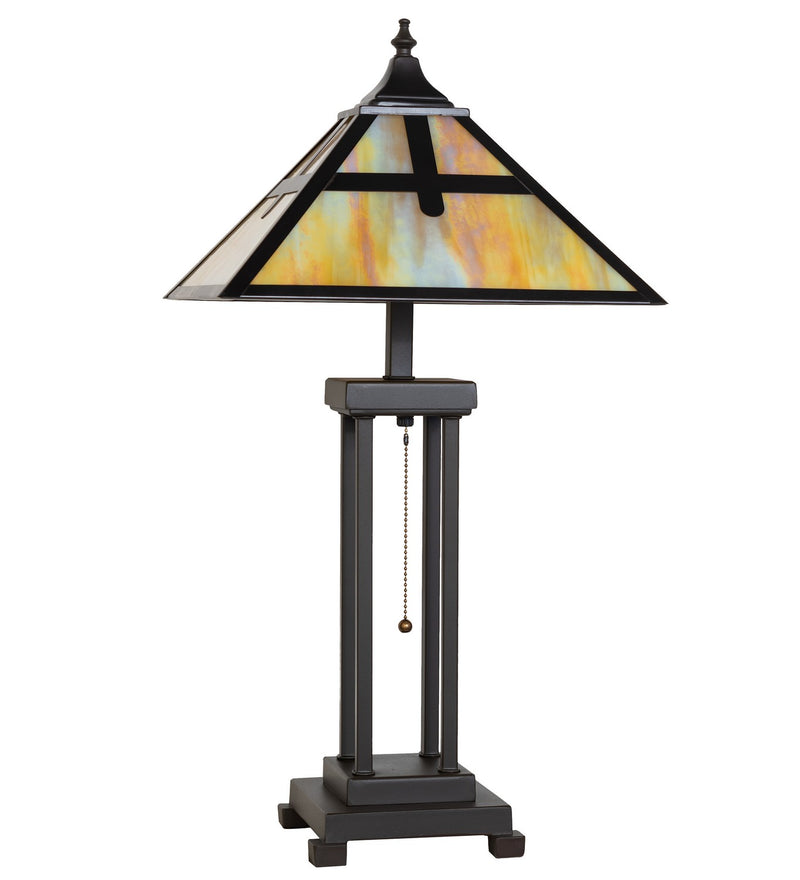 Meyda Tiffany 262041 Two Light Table Lamp, Mahogany Bronze