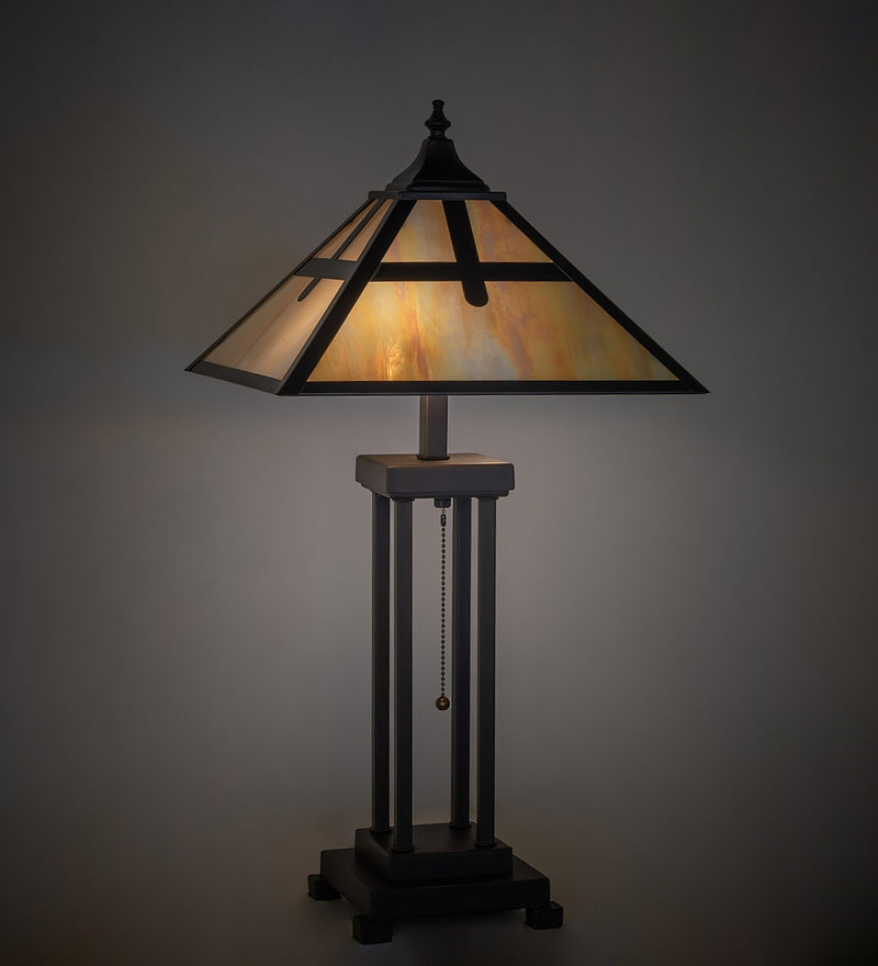 Meyda Tiffany 262041 Two Light Table Lamp, Mahogany Bronze