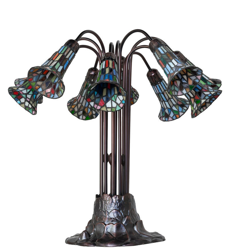 Meyda Tiffany 78108 Ten Light Table Lamp, Mahogany Bronze