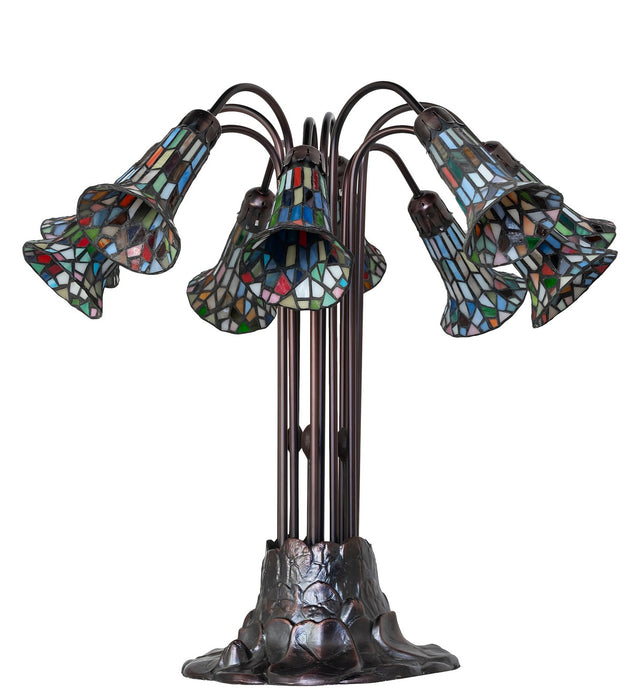 Meyda Tiffany 78108 Ten Light Table Lamp, Mahogany Bronze