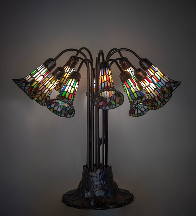 Meyda Tiffany 78108 Ten Light Table Lamp, Mahogany Bronze