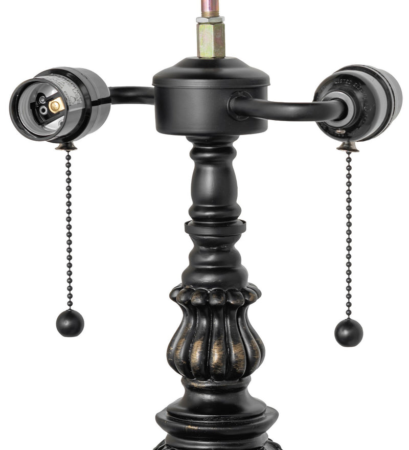 Meyda Tiffany 151774 Two Light Table Base, Highlighted Mahogany Bronze