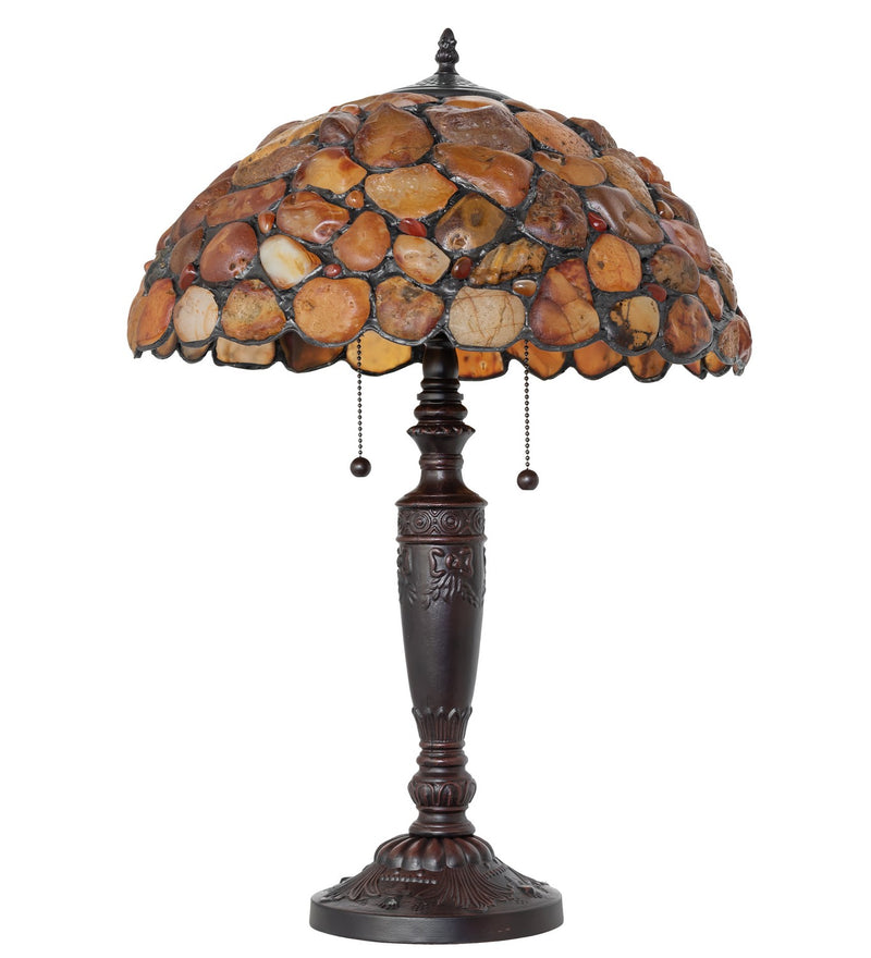 Meyda Tiffany 253041 Two Light Table Lamp, Mahogany Bronze