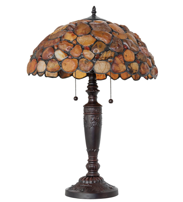 Meyda Tiffany 253041 Two Light Table Lamp, Mahogany Bronze