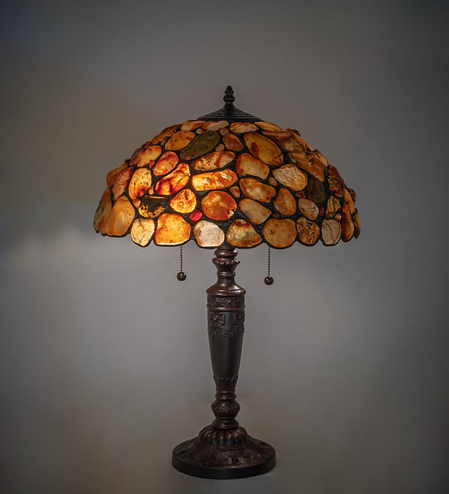 Meyda Tiffany 253041 Two Light Table Lamp, Mahogany Bronze