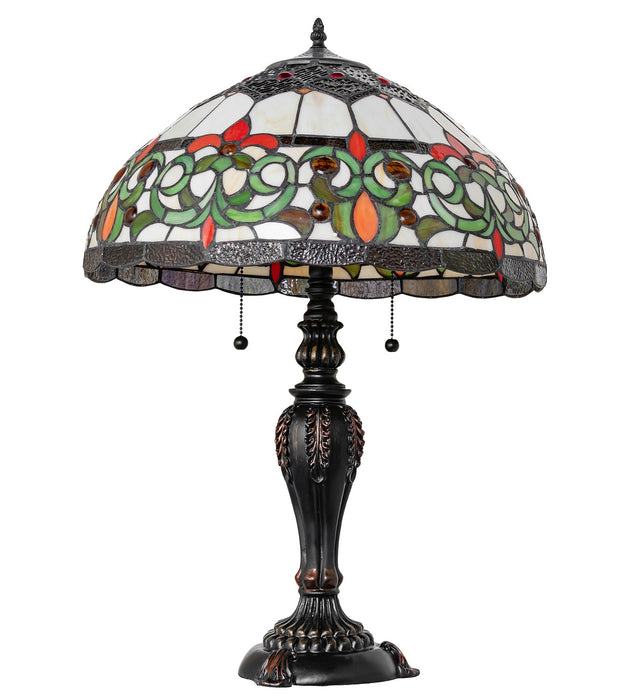 Meyda Tiffany 256646 Two Light Table Lamp, Mahogany Bronze