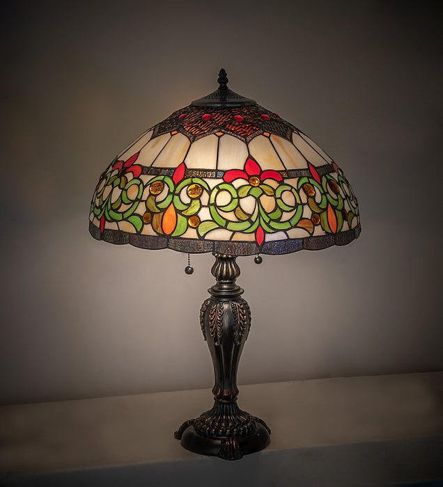 Meyda Tiffany 256646 Two Light Table Lamp, Mahogany Bronze