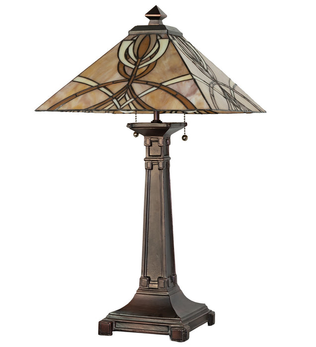 Meyda Tiffany 263183 Two Light Table Lamp, Mahogany Bronze