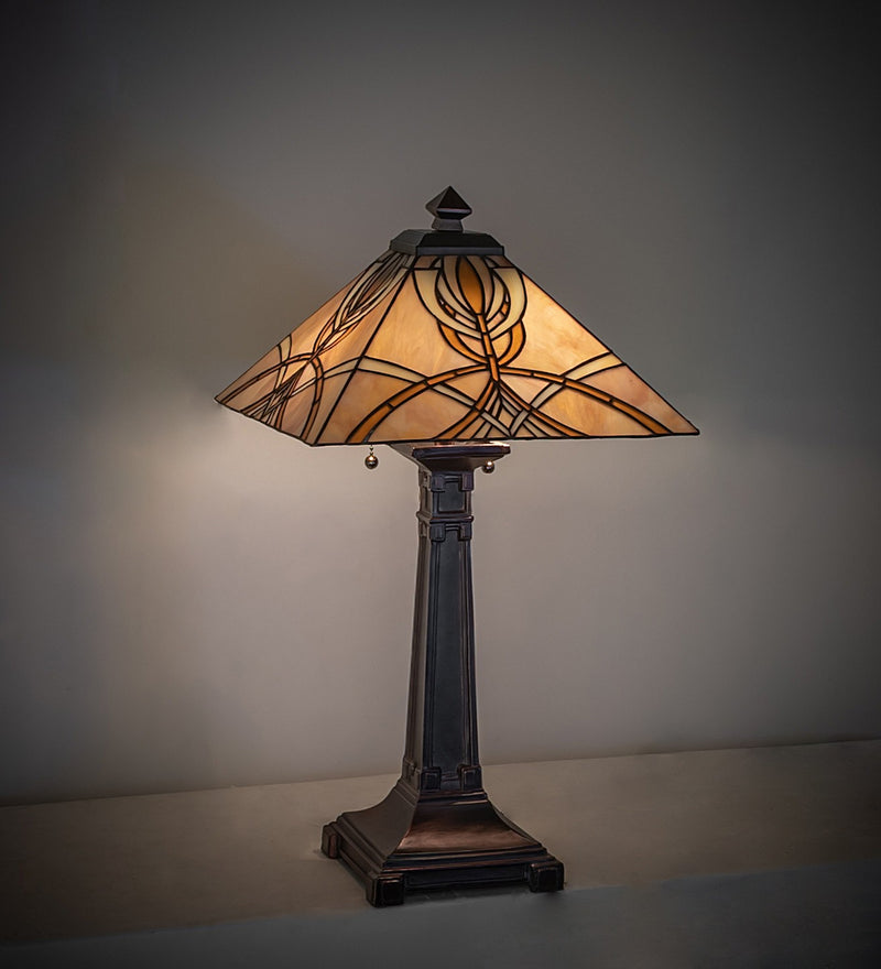 Meyda Tiffany 263183 Two Light Table Lamp, Mahogany Bronze
