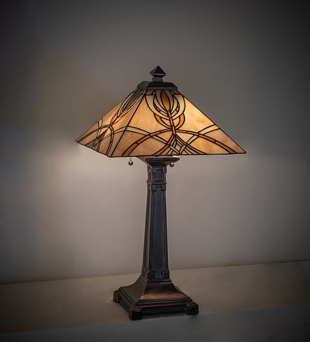 Meyda Tiffany 263183 Two Light Table Lamp, Mahogany Bronze
