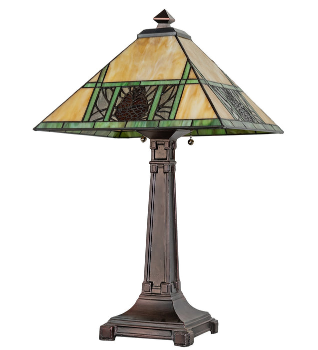 Meyda Tiffany 263185 Two Light Table Lamp, Mahogany Bronze