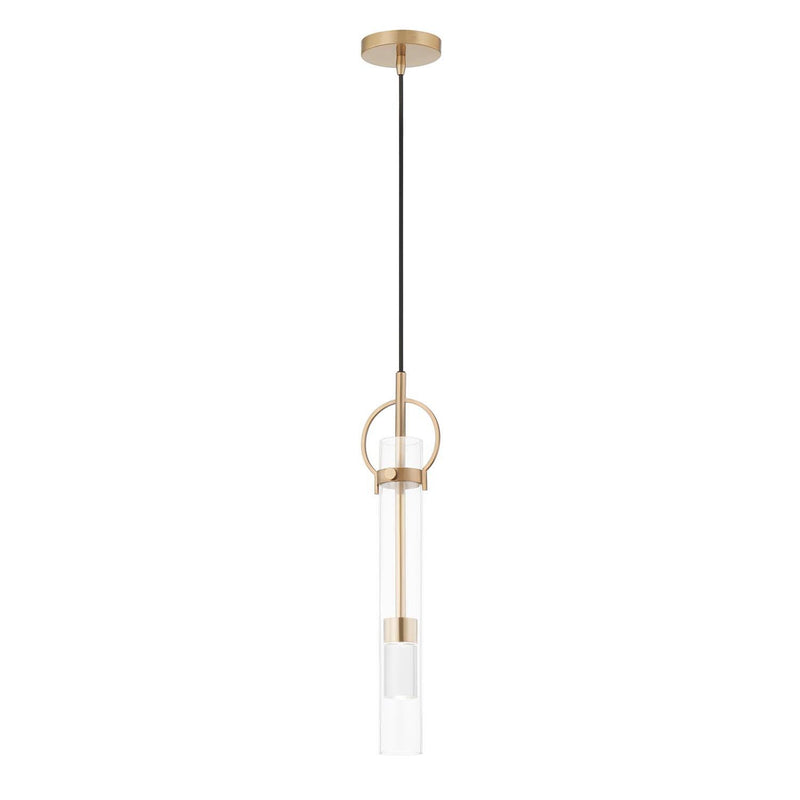 Justice Designs FSN-4121-CLER-BRSS LED Pendant, Brushed Brass