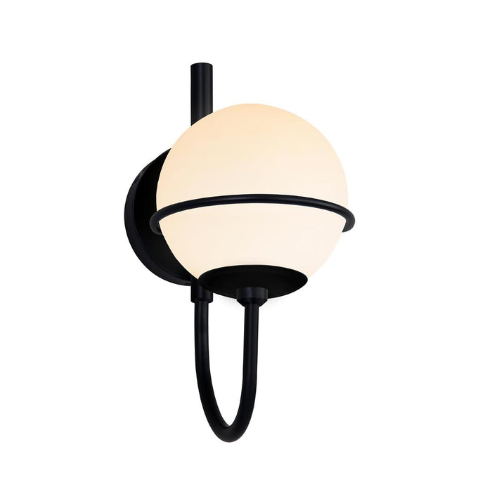 Justice Designs FSN-7112W-OPAL-MBLK One Light Outdoor Wall Sconce, Matte Black