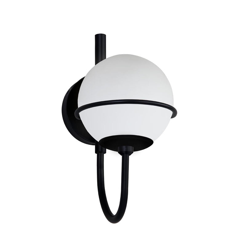 Justice Designs FSN-7112W-OPAL-MBLK One Light Outdoor Wall Sconce, Matte Black