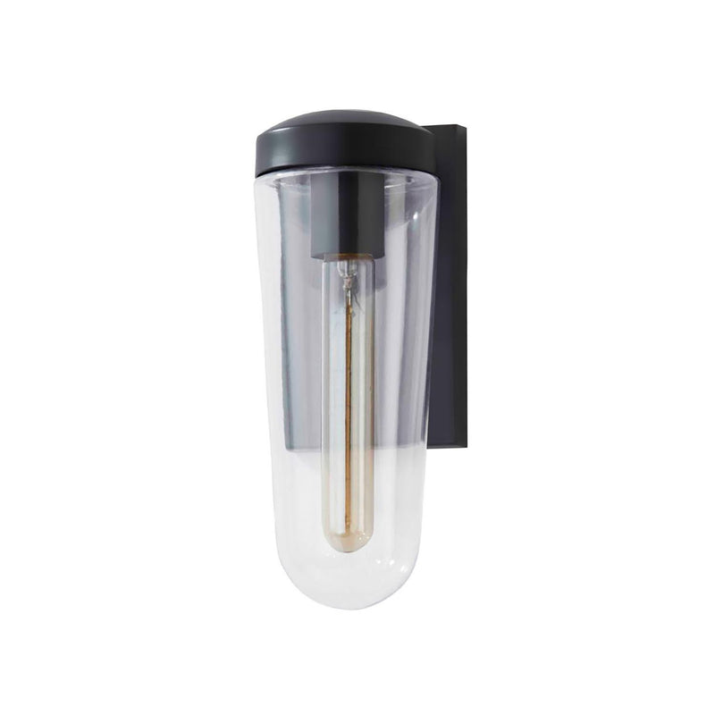 Justice Designs FSN-7192W-CLER-MBLK One Light Outdoor Wall Sconce, Matte Black
