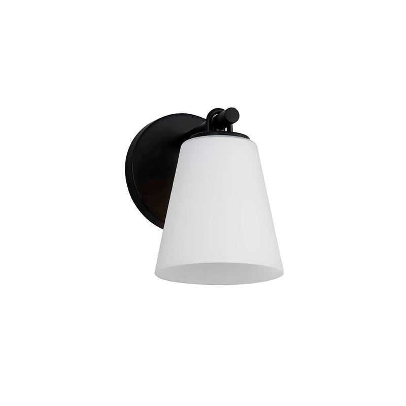 Justice Designs FSN-8031-OPAL-MBLK One Light Wall Sconce, Matte Black