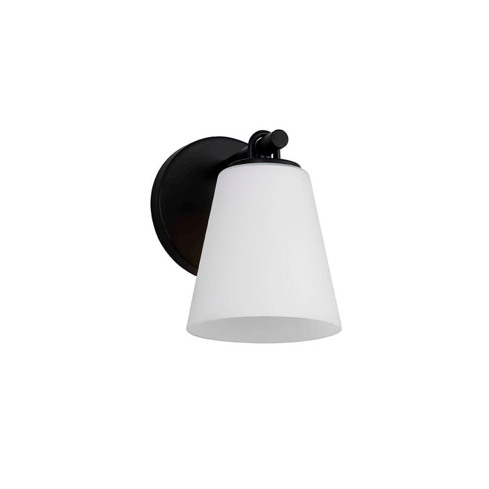 Justice Designs FSN-8031-OPAL-MBLK One Light Wall Sconce, Matte Black