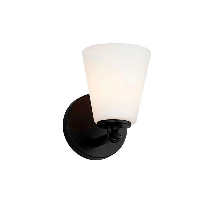 Justice Designs FSN-8031-OPAL-MBLK One Light Wall Sconce, Matte Black