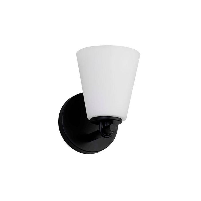 Justice Designs FSN-8031-OPAL-MBLK One Light Wall Sconce, Matte Black