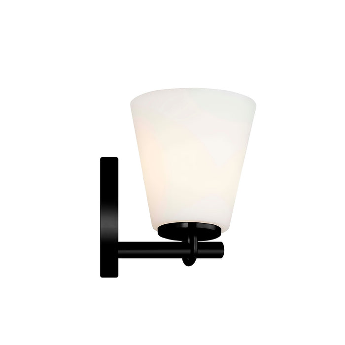 Justice Designs FSN-8031-OPAL-MBLK One Light Wall Sconce, Matte Black