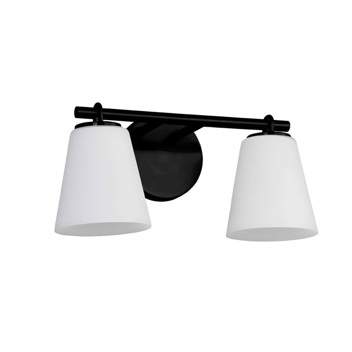 Justice Designs FSN-8032-OPAL-MBLK Two Light Bath Bar, Matte Black