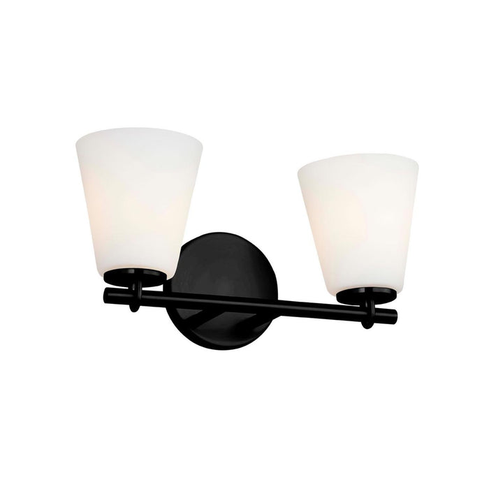 Justice Designs FSN-8032-OPAL-MBLK Two Light Bath Bar, Matte Black