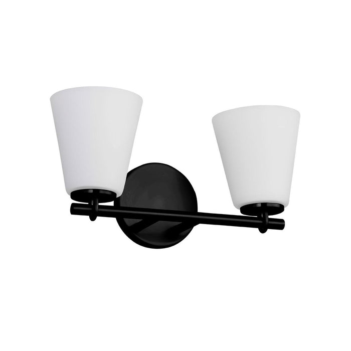 Justice Designs FSN-8032-OPAL-MBLK Two Light Bath Bar, Matte Black