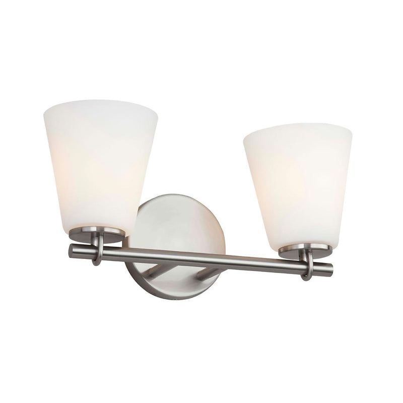 Justice Designs FSN-8032-OPAL-NCKL Two Light Bath Bar, Brushed Nickel
