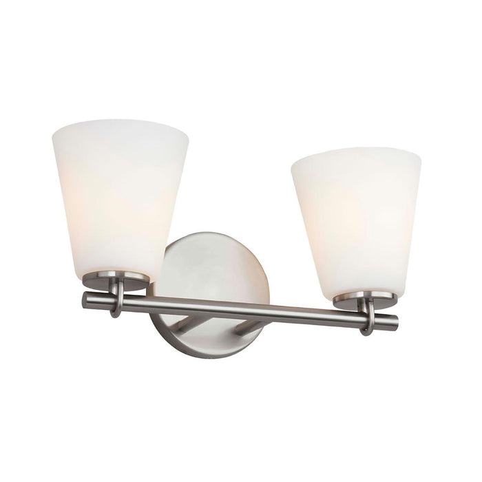 Justice Designs FSN-8032-OPAL-NCKL Two Light Bath Bar, Brushed Nickel