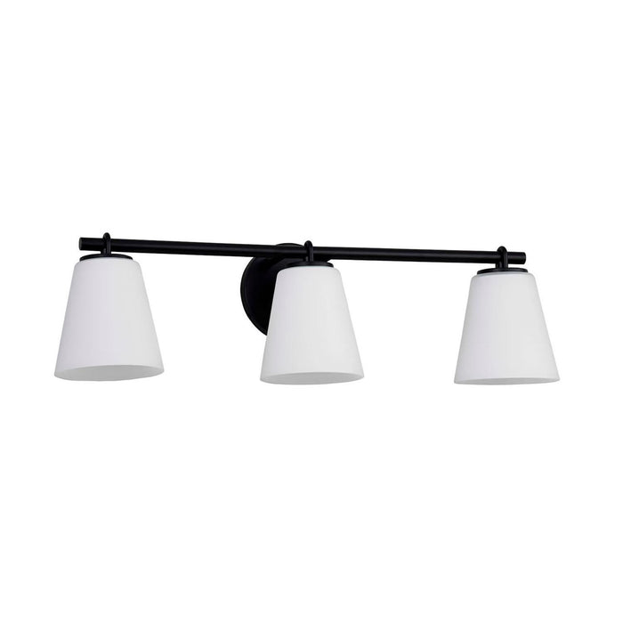 Justice Designs FSN-8033-OPAL-MBLK Three Light Bath Bar, Matte Black