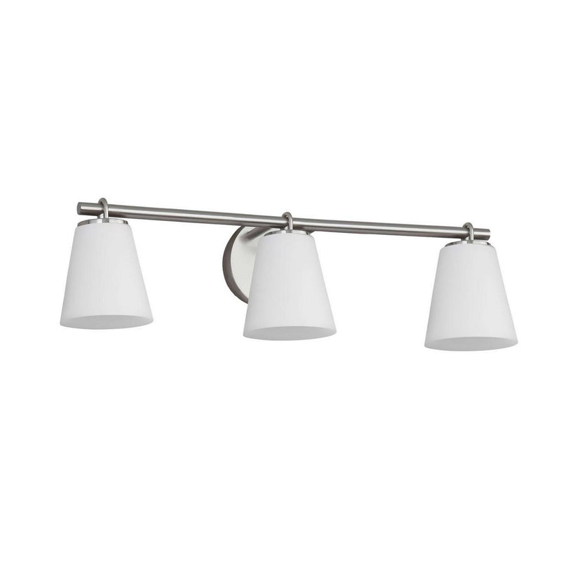 Justice Designs FSN-8033-OPAL-NCKL Three Light Bath Bar, Brushed Nickel