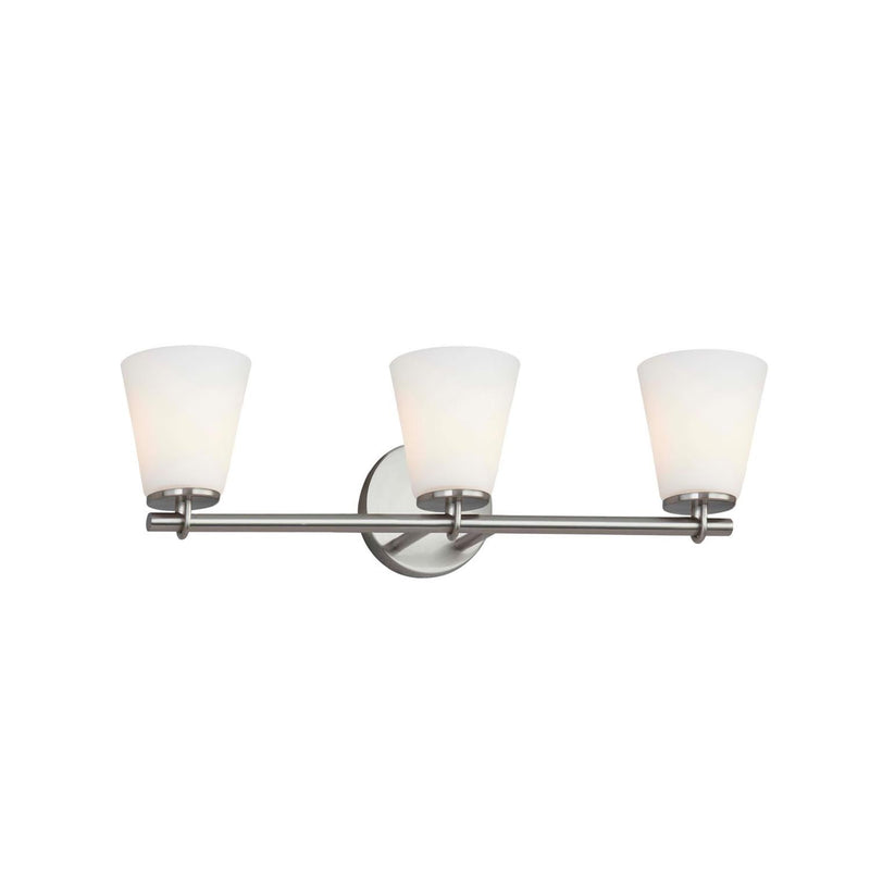 Justice Designs FSN-8033-OPAL-NCKL Three Light Bath Bar, Brushed Nickel
