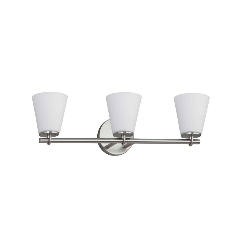 Justice Designs FSN-8033-OPAL-NCKL Three Light Bath Bar, Brushed Nickel