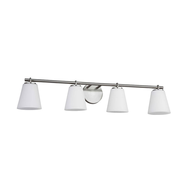 Justice Designs FSN-8034-OPAL-NCKL Four Light Bath Bar, Brushed Nickel