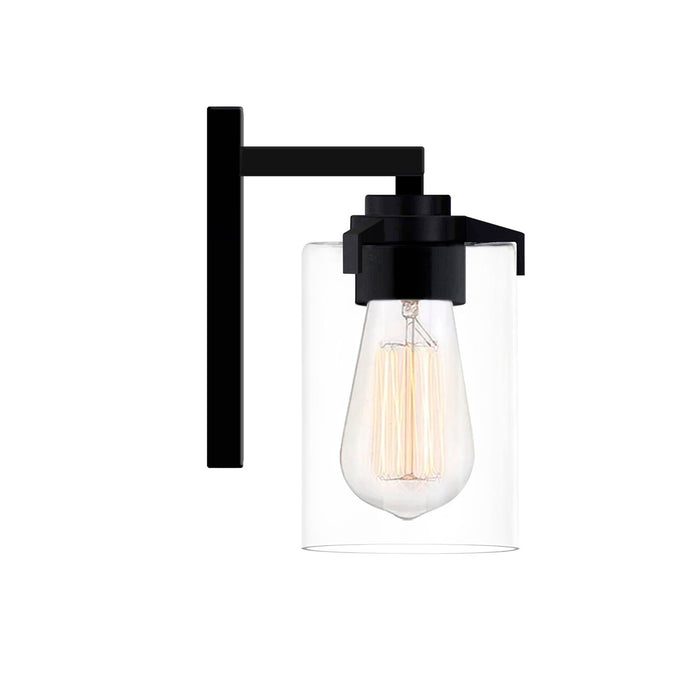 Justice Designs FSN-8091-CLER-MBLK One Light Wall Sconce, Matte Black