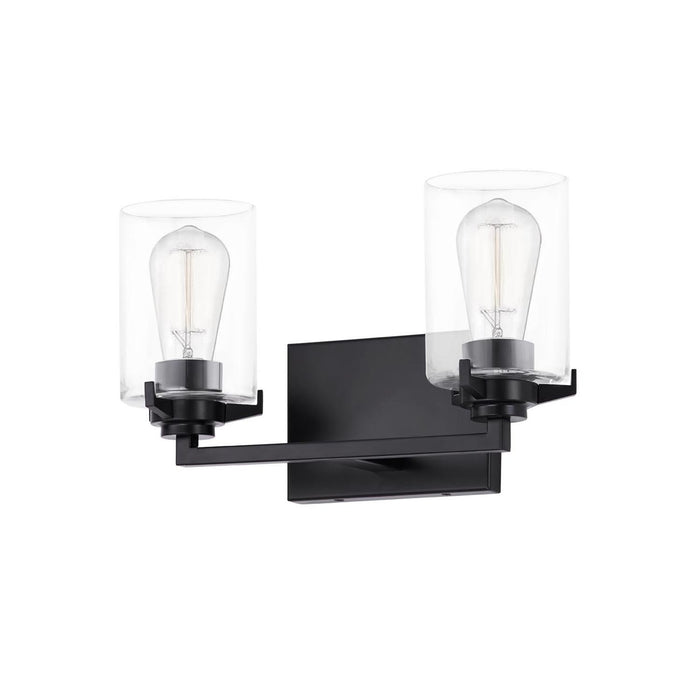 Justice Designs FSN-8092-CLER-MBLK Two Light Bath Bar, Matte Black