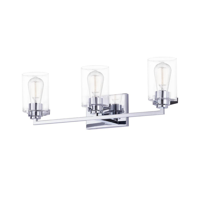 Justice Designs FSN-8093-CLER-CROM Three Light Bath Bar, Polished Chrome