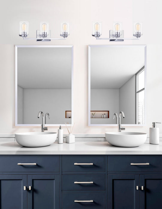 Justice Designs FSN-8093-CLER-CROM Three Light Bath Bar, Polished Chrome
