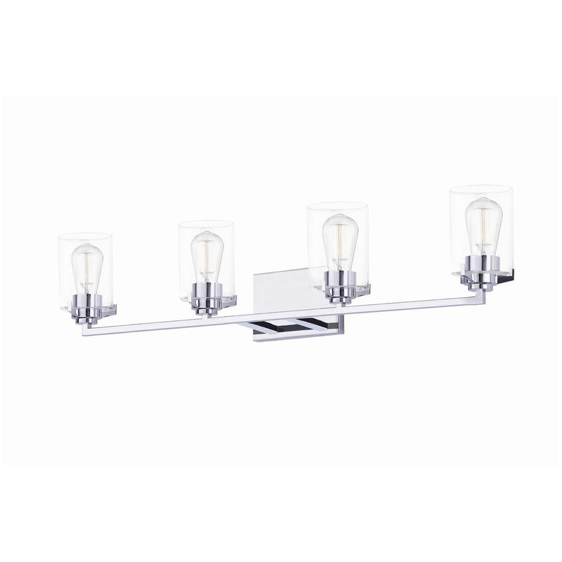 Justice Designs FSN-8094-CLER-CROM Four Light Bath Bar, Polished Chrome
